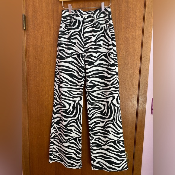 Denim - Zebra Print Wide Leg Jeans - Spice Girls - Animal Halloween Costume